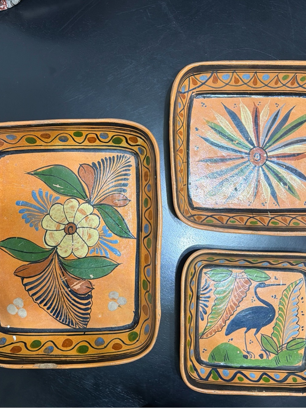 MEXICAN POTTERY VINTAGE 3 piece nesting set Tlaquepaque - Works Of Art